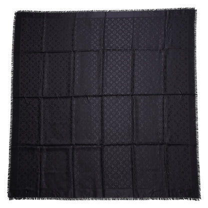 Louis Vuitton Silk Wool Monogram Shawl Black 1 of 4