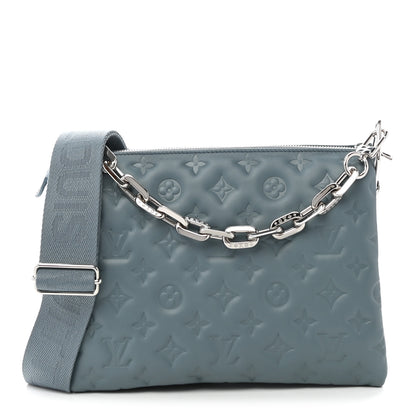 Louis Vuitton Lambskin Embossed Monogram Coussin PM Blue Glacier 1 of 10