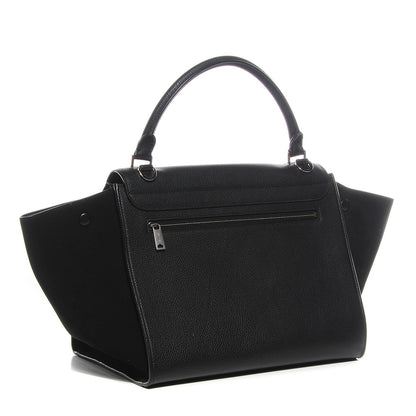 Celine Drummed Calfskin Suede Medium Trapeze Black 3 of 9