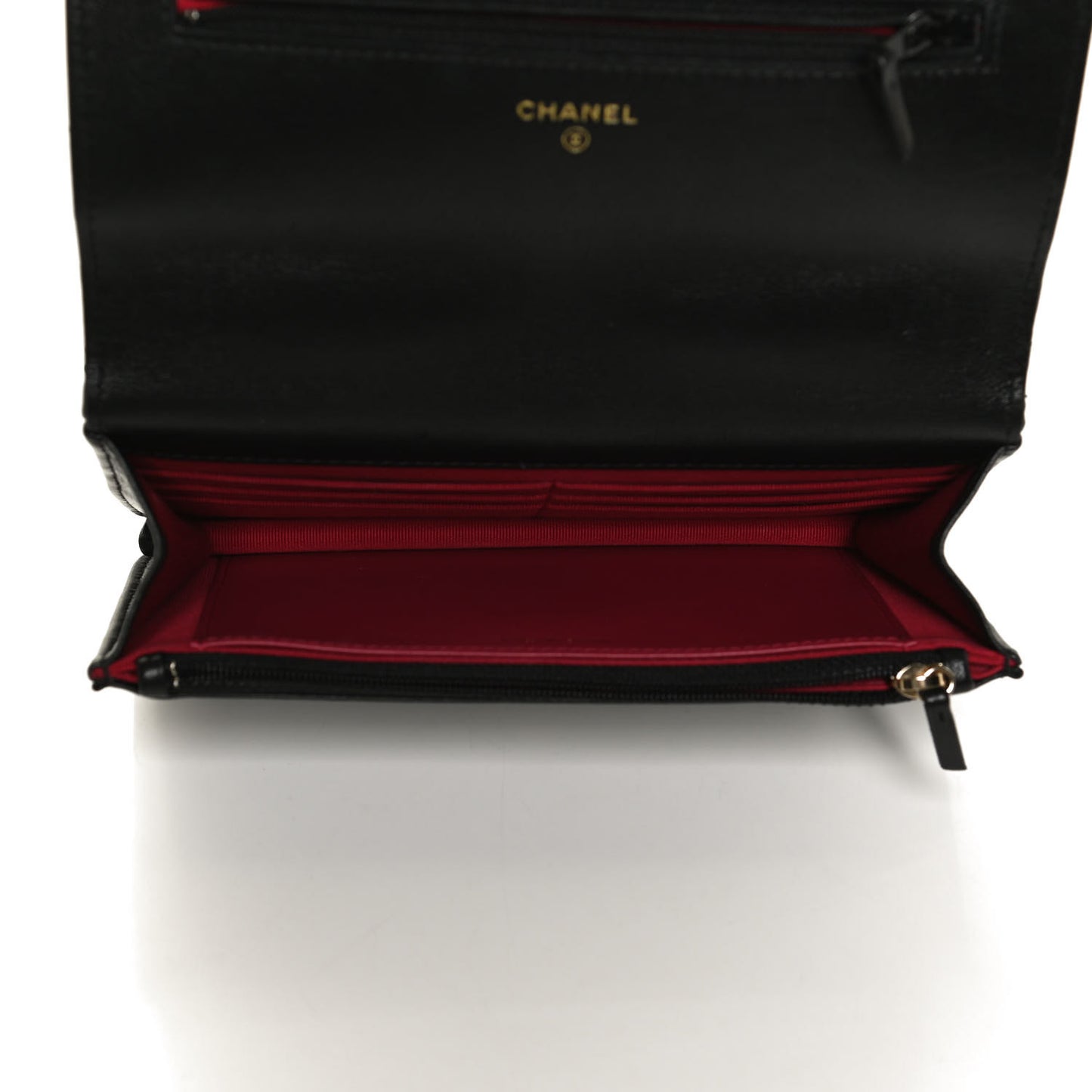 Shiny Goatskin Quilted Chanel 19 Wallet On Chain WOC Black