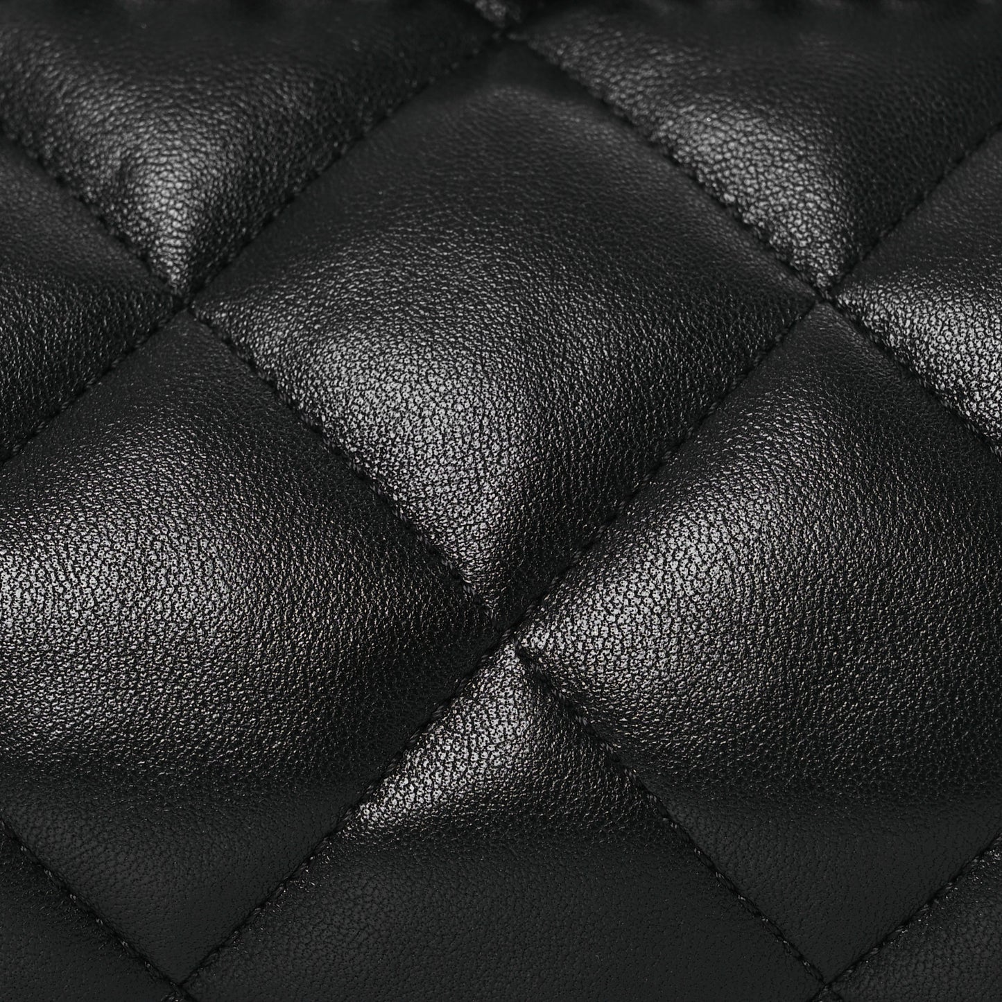Lambskin Quilted Chain Frame Clutch Black