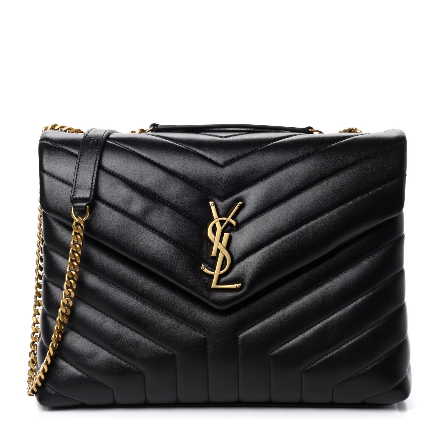 Saint Laurent Calfskin Y Quilted Monogram Medium Loulou Chain Satchel Black 1 of 15