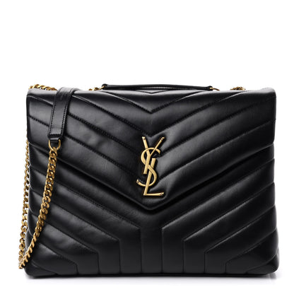Saint Laurent Calfskin Y Quilted Monogram Medium Loulou Chain Satchel Black 1 of 15