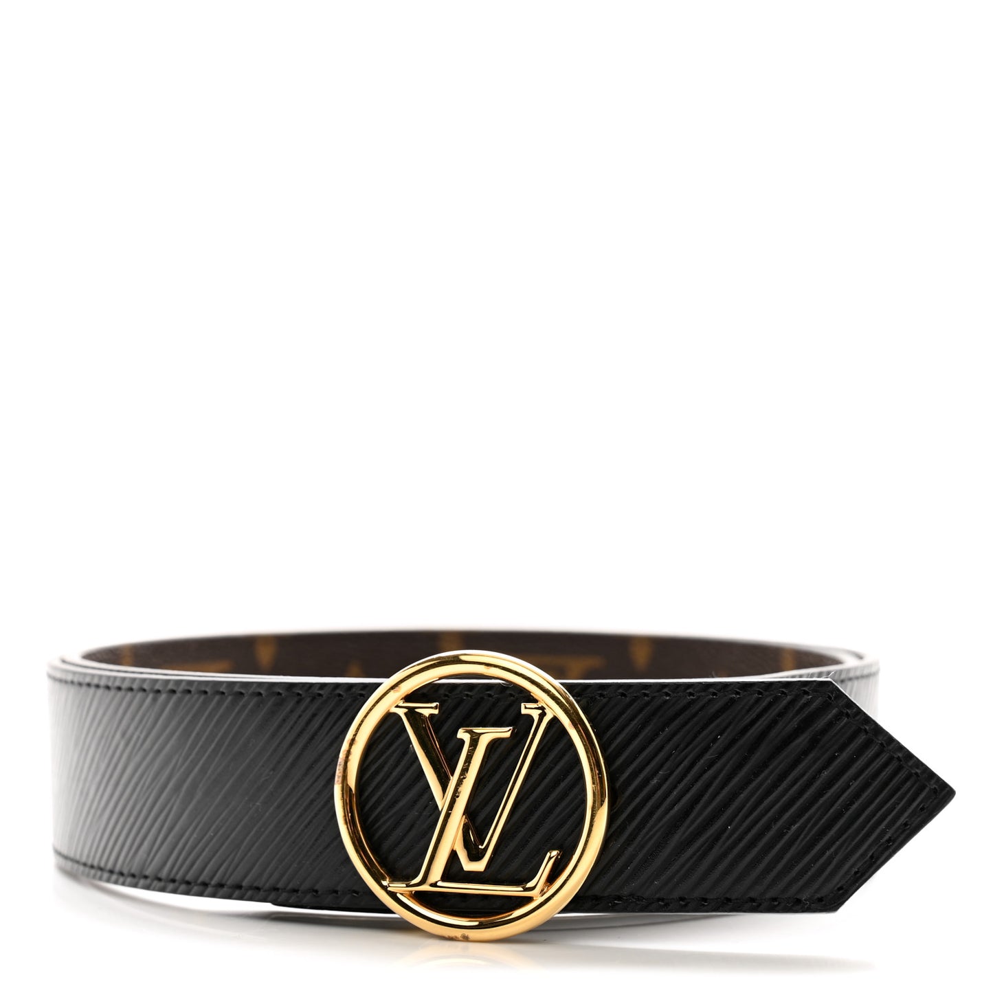 Monogram Epi 35mm LV Circle Reversible Belt 85 34 Black