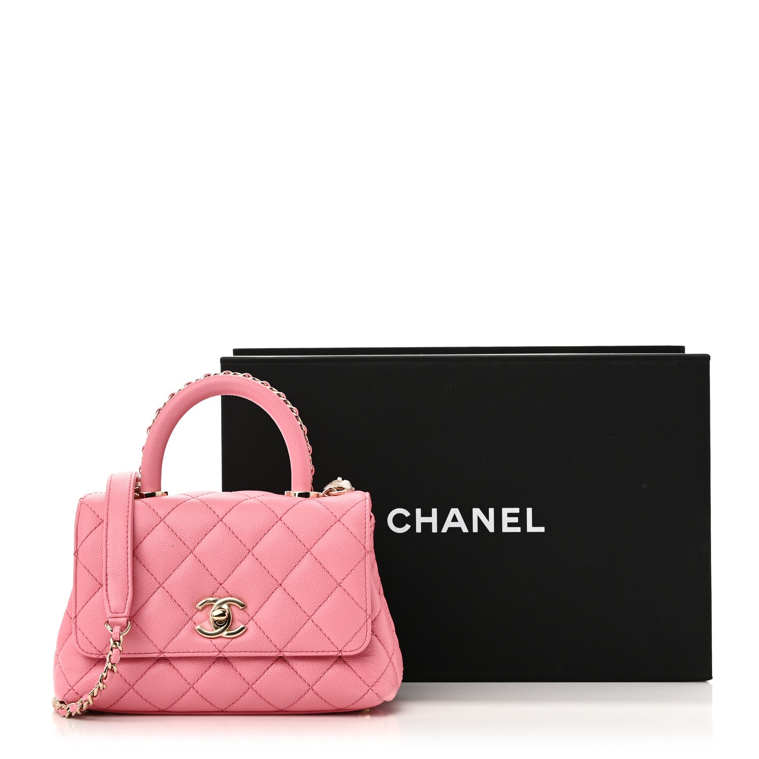 Chanel Caviar Quilted Extra Mini Coco Chain Handle Flap Pink 11 of 11
