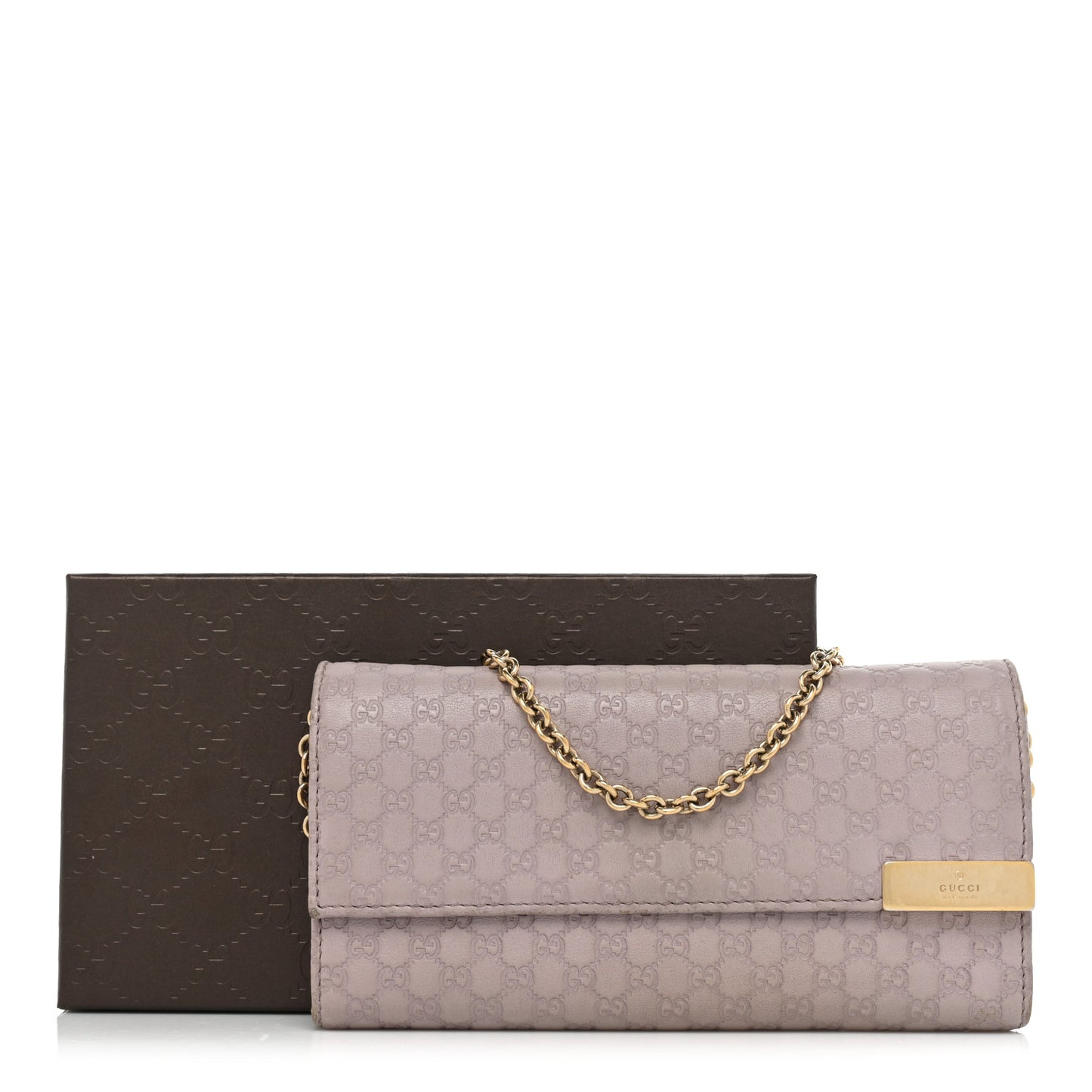 Soft Microguccissima Dice Chain Wallet Mauve