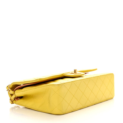 Chanel Lambskin Quilted Medium Double Flap Yellow Pink 4 of 16