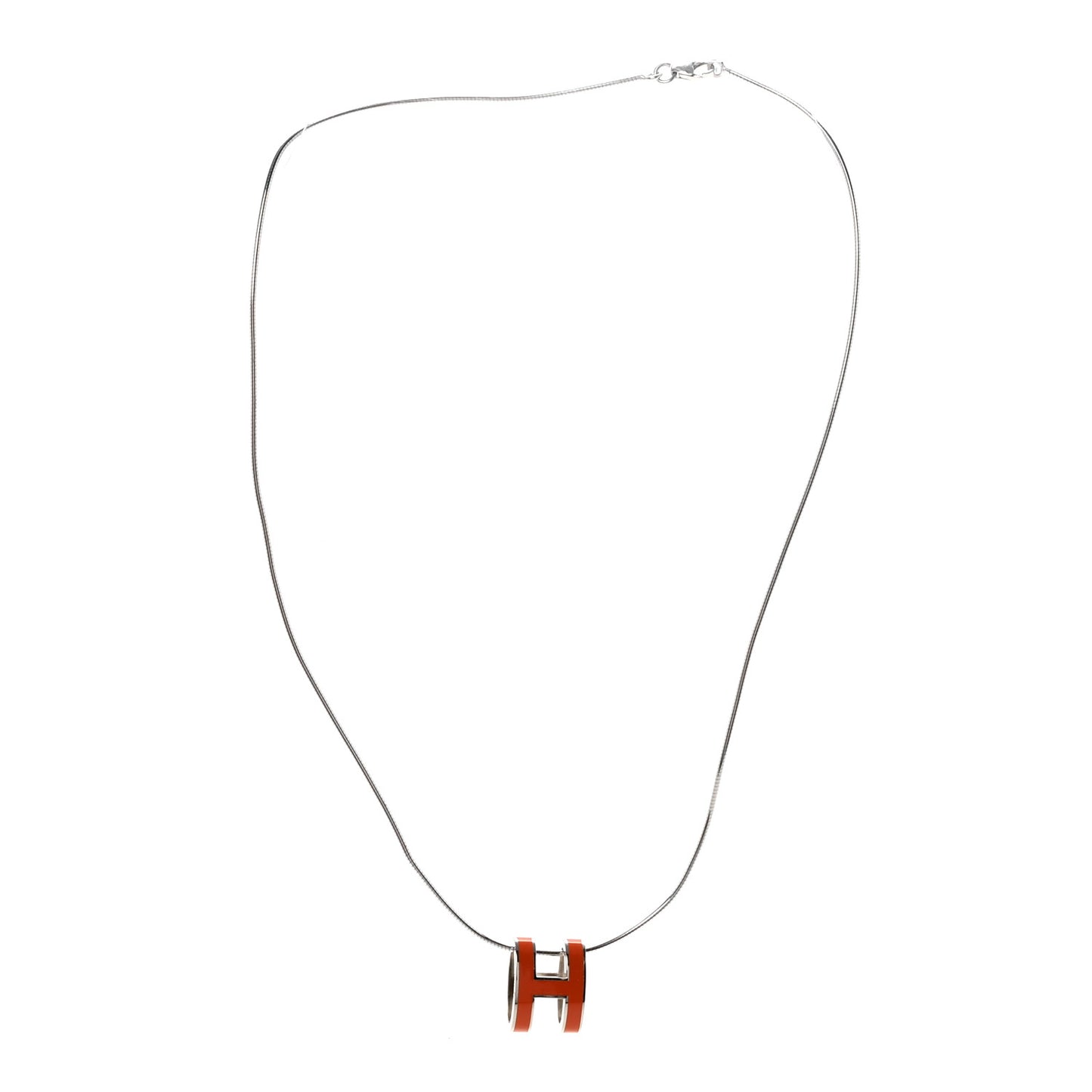 Lacquered Palladium Pop H Pendant Necklace Orange