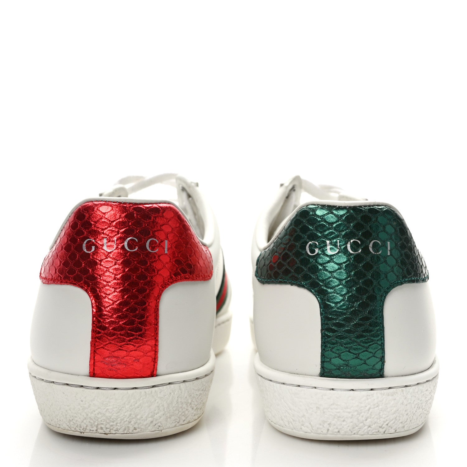 Gucci Calfskin Ayers Bee Embroidered Womens Ace Sneakers 36.5 White Green 5 of 10