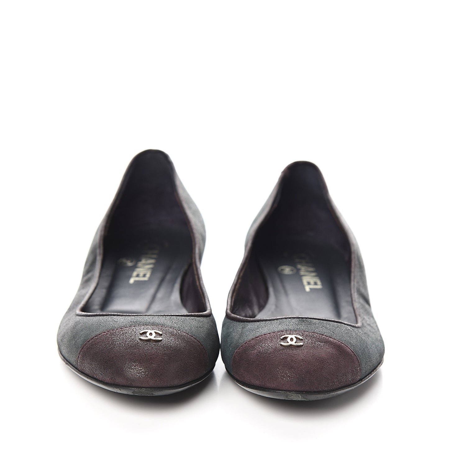 Suede Cap Toe CC Ballerina Flats 36.5 Dark Green Burgundy