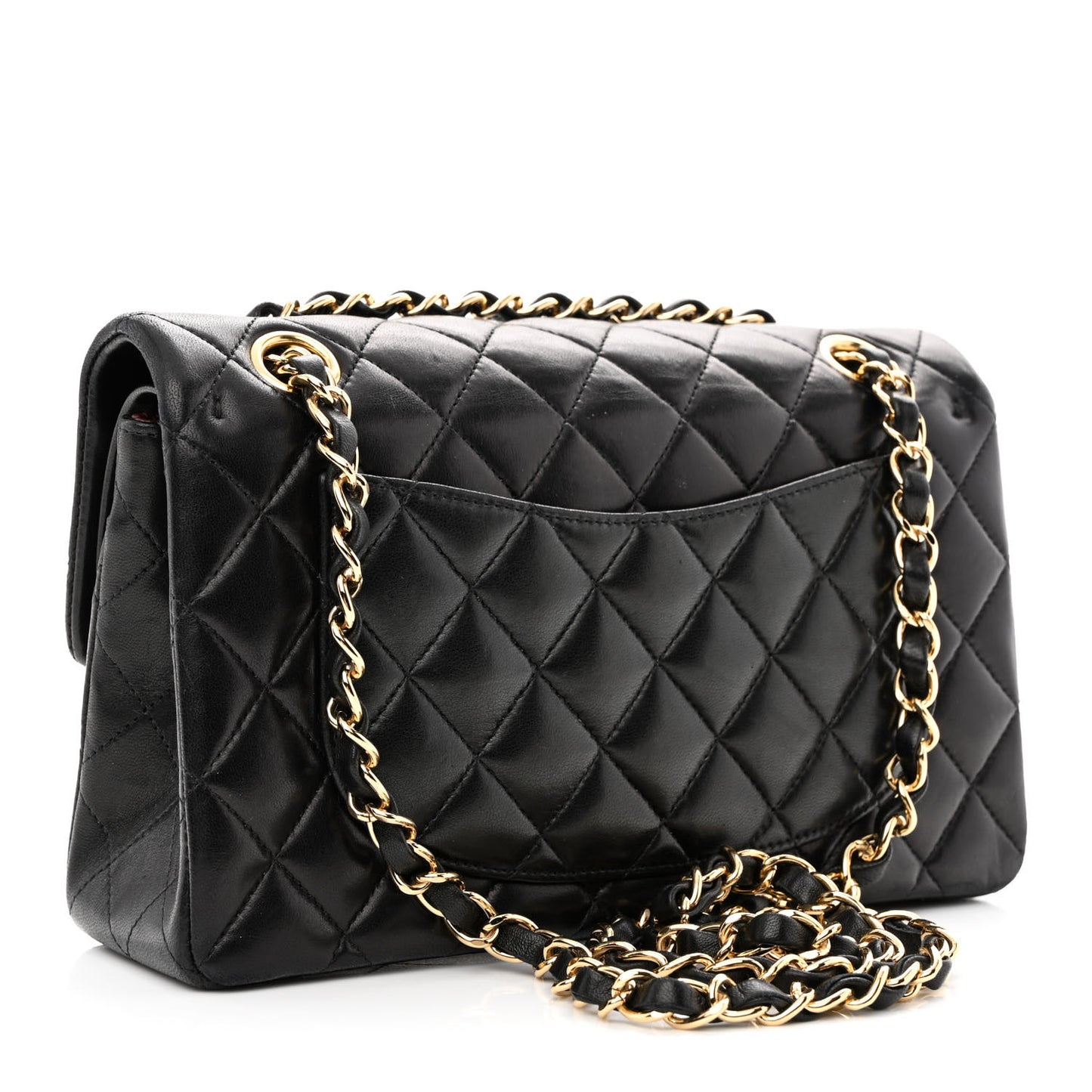 Lambskin Quilted Small Double Flap Black