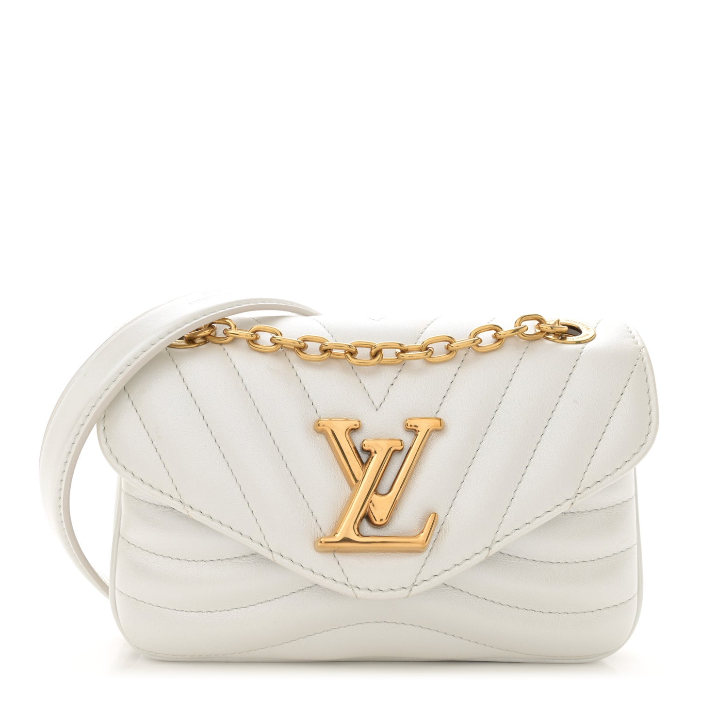 Calfskin LV New Wave Chain Bag Ivory