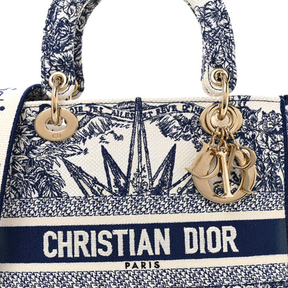 Christian Dior Canvas Reverse Embroidered Rêve d'Infini Medium Lady D-Lite Blue Multicolor 8 of 10