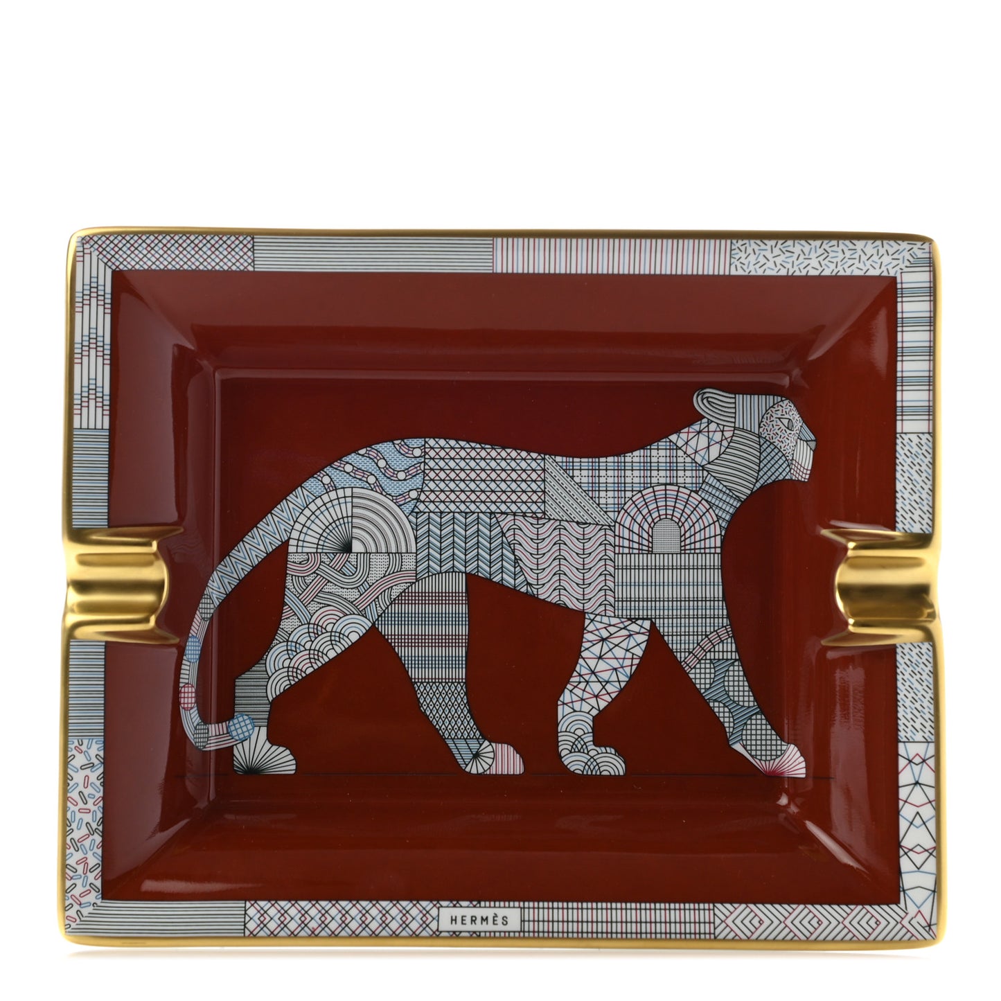 Porcelain Panthera Deco Ashtray Rouge H