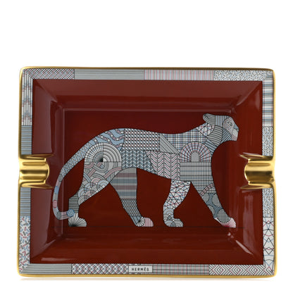 Hermes Porcelain Panthera Deco Ashtray Rouge H 1 of 6