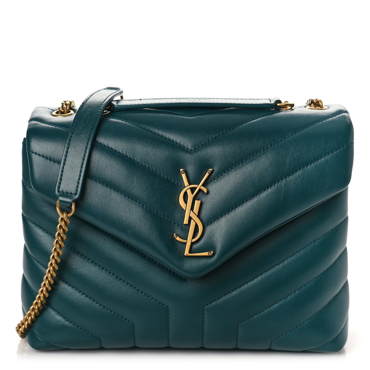 Calfskin Y Quilted Monogram Small Loulou Chain Satchel Green