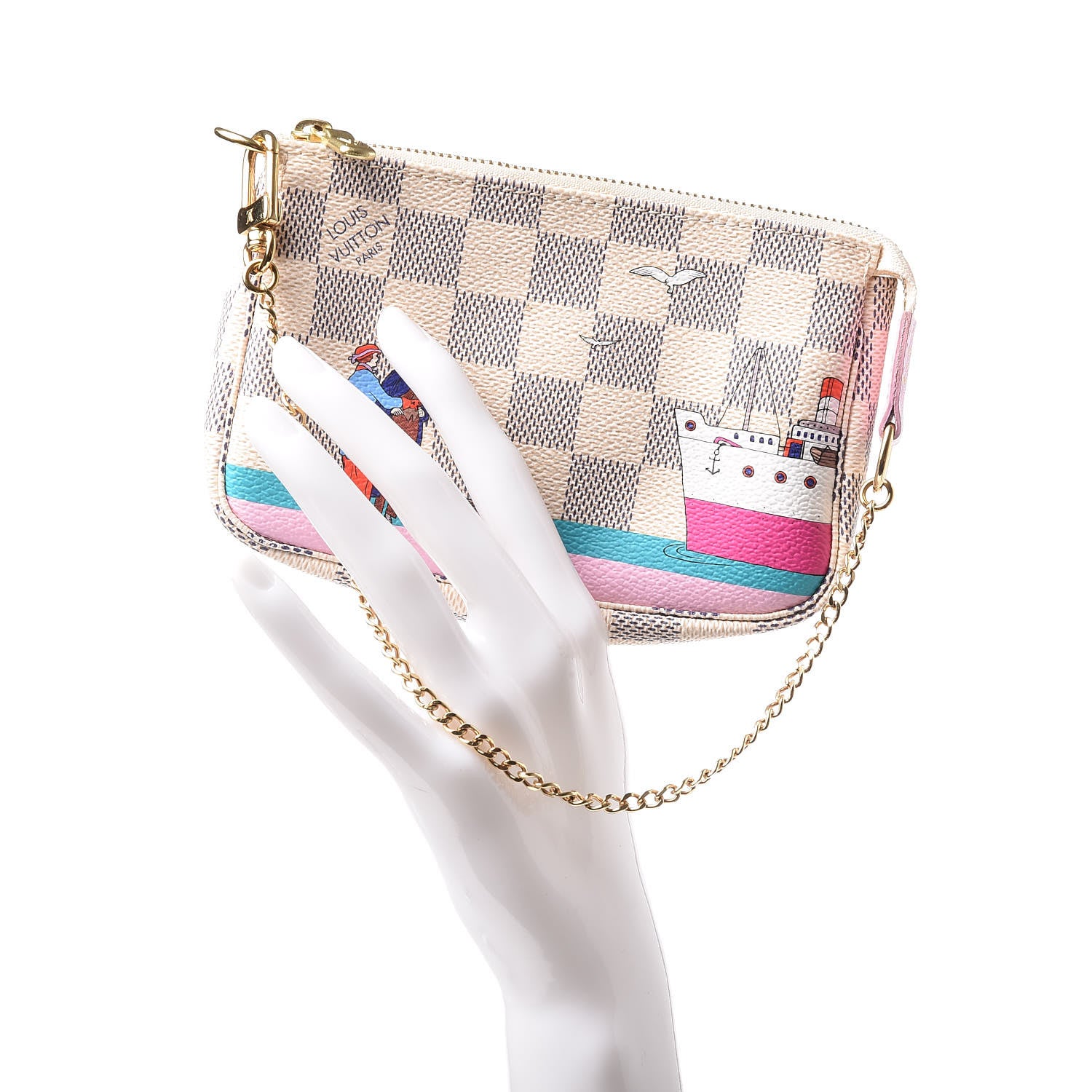 Louis Vuitton Damier Azur 2016 Christmas Animation Mini Pochette Accessories 2 of 8
