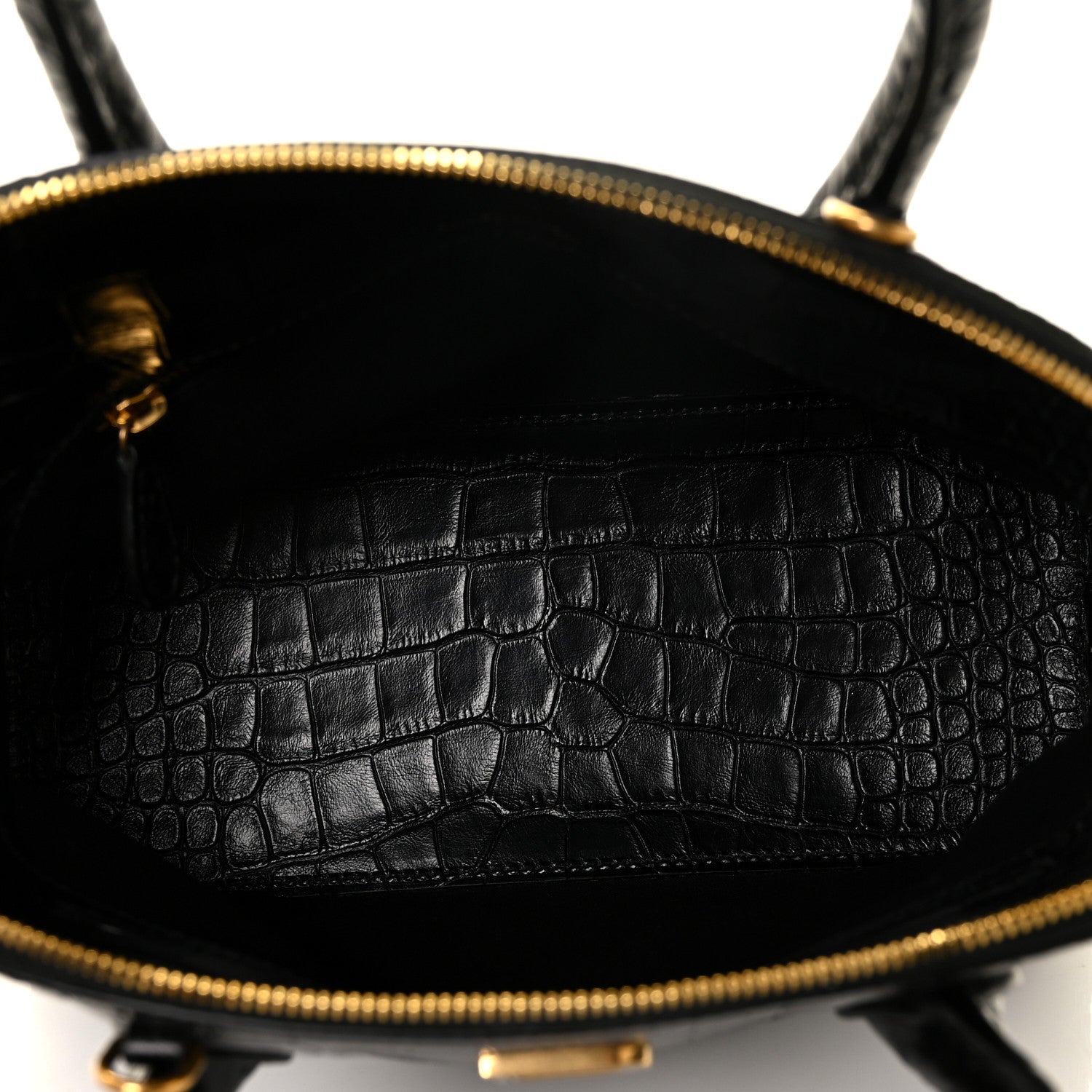 Balenciaga Calfskin Crocodile Embossed S Rivet Ville Top Handle Bag Black 5 of 8