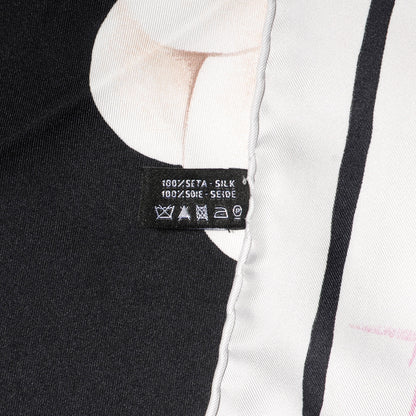 Chanel Silk Camellia Flower Scarf Black Beige 5 of 5