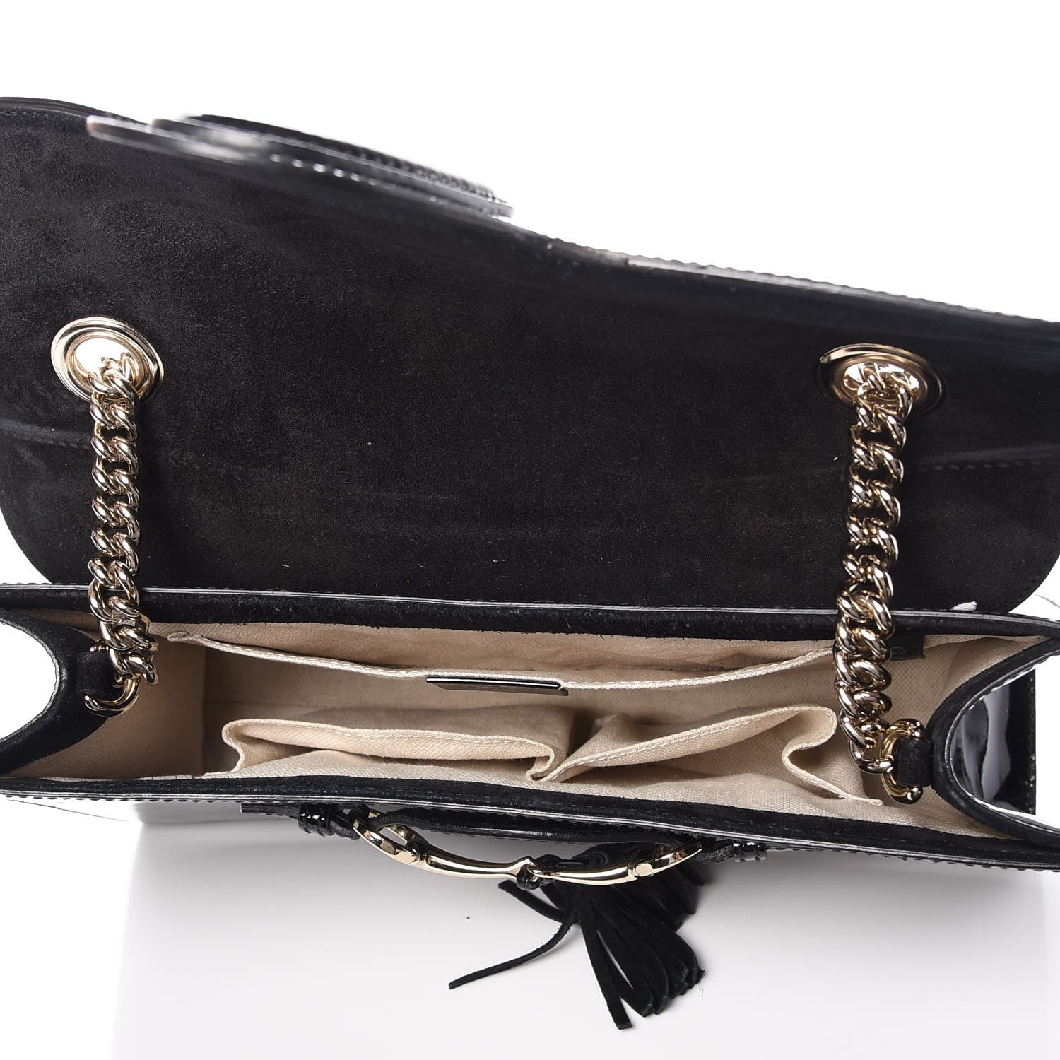 Gucci Patent Medium Emily Chain Shoulder Bag Black 5 of 7