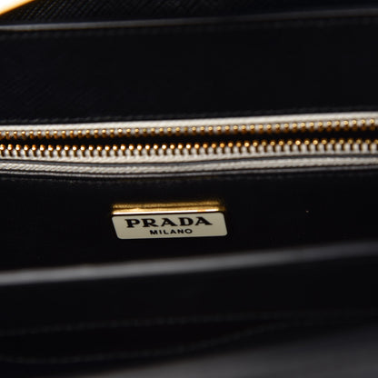 Prada Saffiano Shoulder Bag Black White 8 of 10