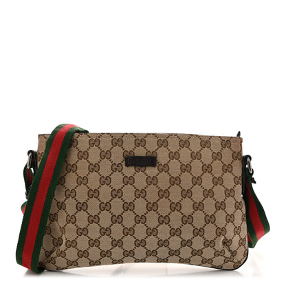 Gucci Monogram Web Small Flat Messenger Crossbody Dark Brown 1 of 10