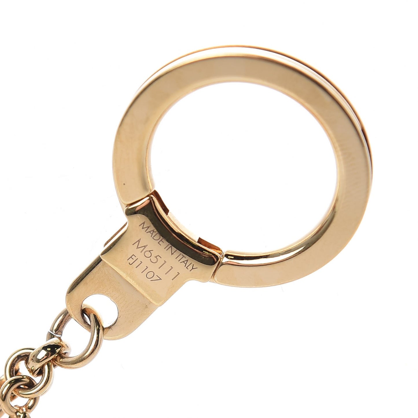 Brass Enamel Fleur De Monogram Bag Charm Chain Gold