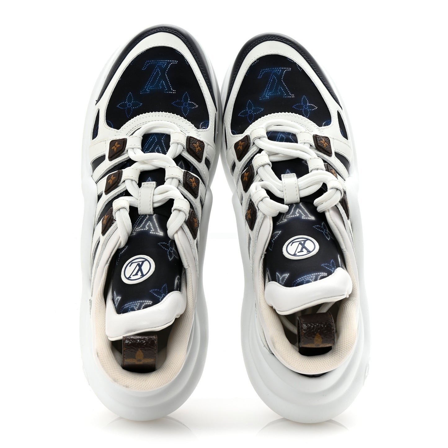 Calfskin LV Nylon Flight Mode Archlight Sneaker 38 Navy Blue
