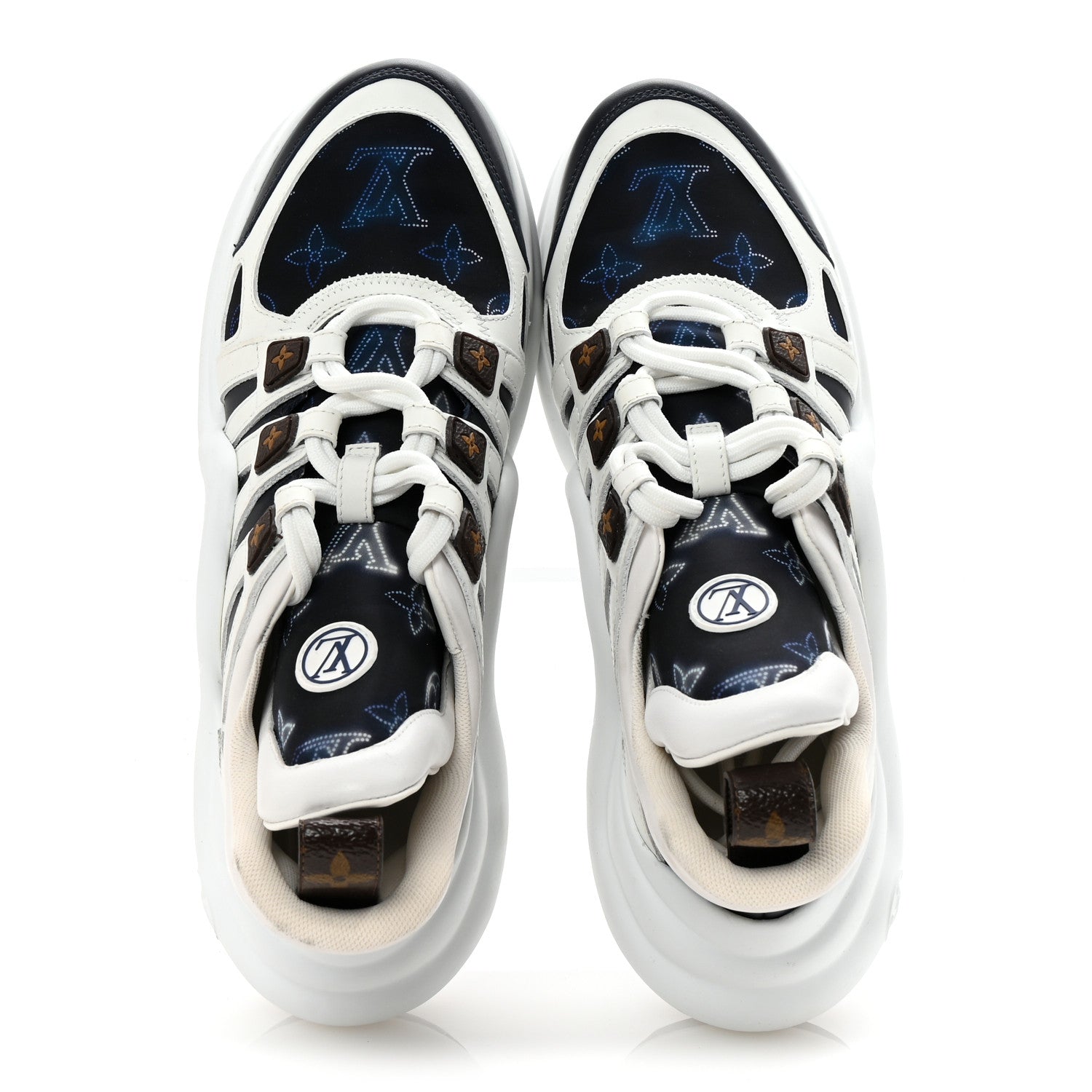 Louis Vuitton Calfskin LV Nylon Flight Mode Archlight Sneaker 38 Navy Blue 2 of 9