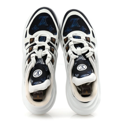 Louis Vuitton Calfskin LV Nylon Flight Mode Archlight Sneaker 38 Navy Blue 2 of 9
