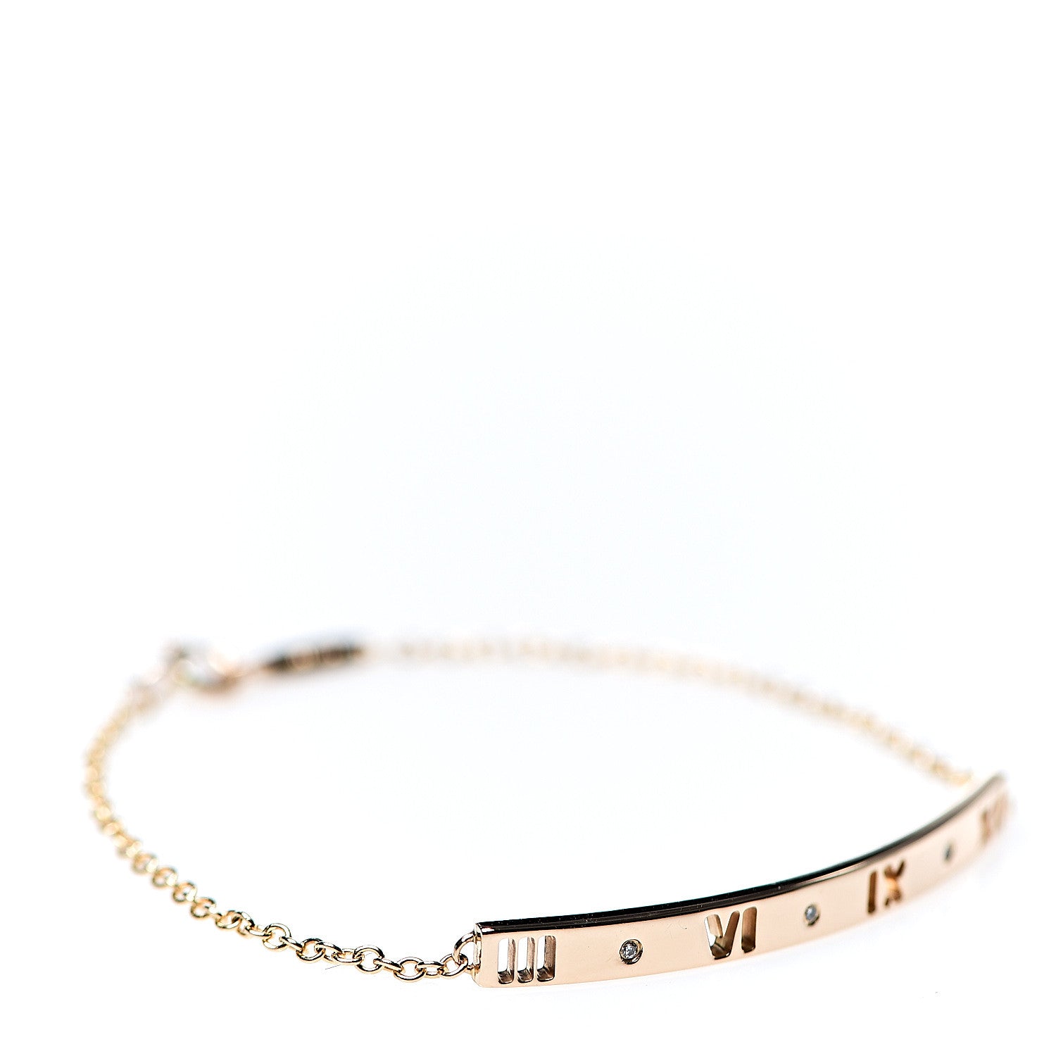 Tiffany 18K Rose Gold Diamond Atlas Bar Pierced Bracelet 1 of 5