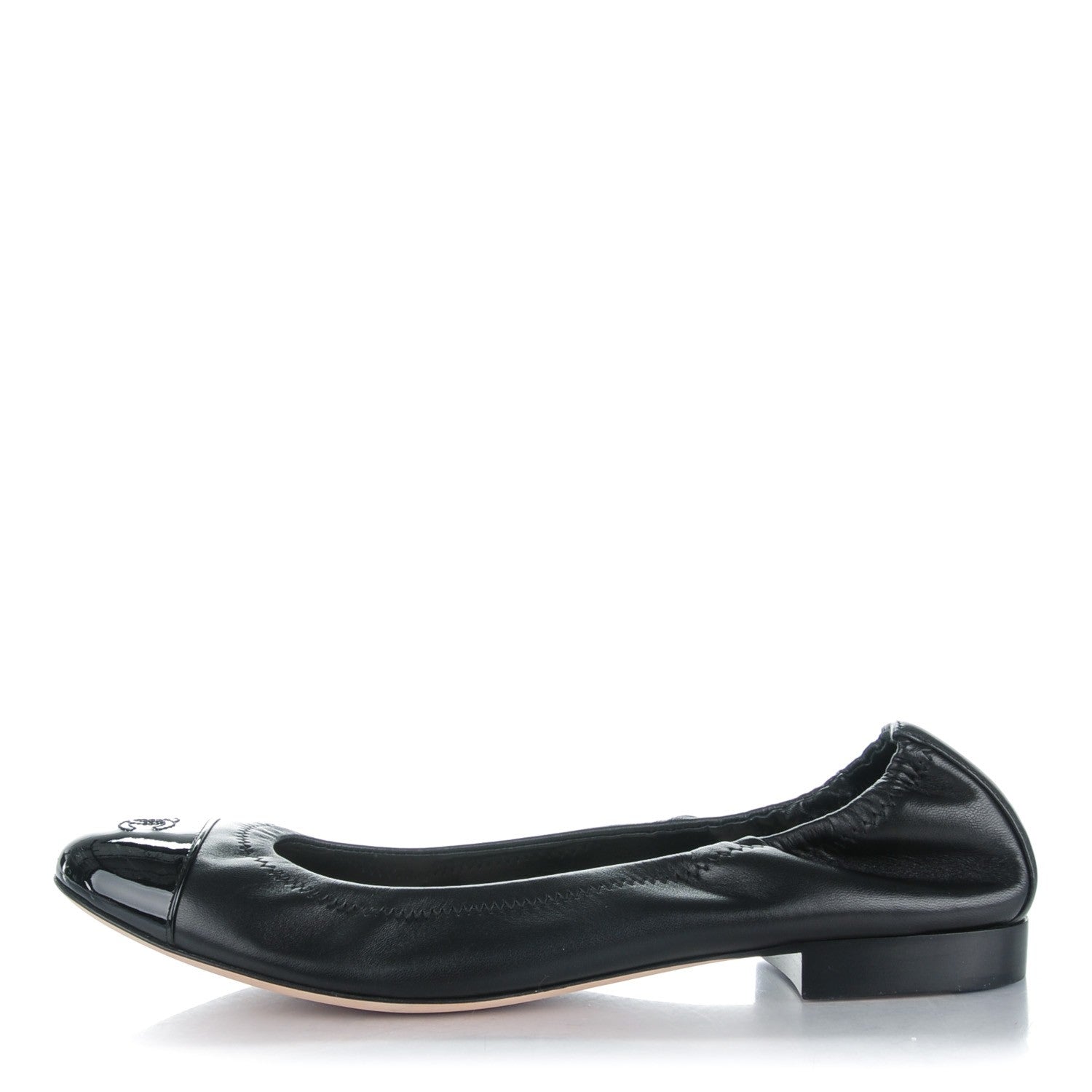 Chanel Lambskin Patent CC Elastic Cap Toe Ballerina Flats 42 Black 1 of 7