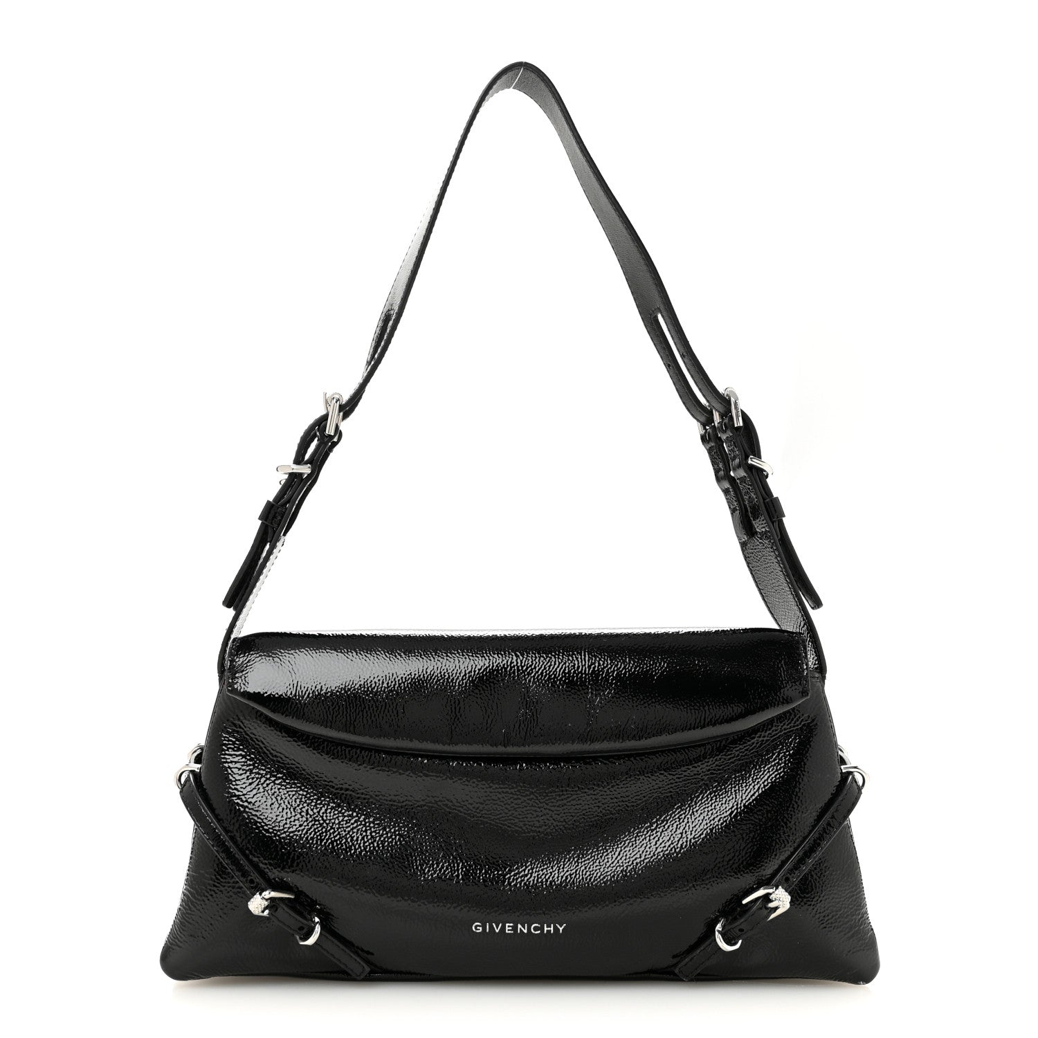 Givenchy Patent Calfskin Small P'tit Voyou Shoulder Bag Black 1 of 14