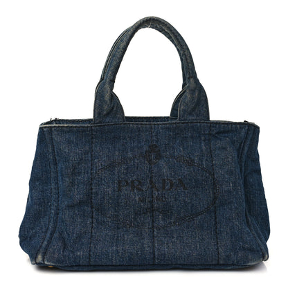 Prada Denim Logo Tote Bleu 1 of 8
