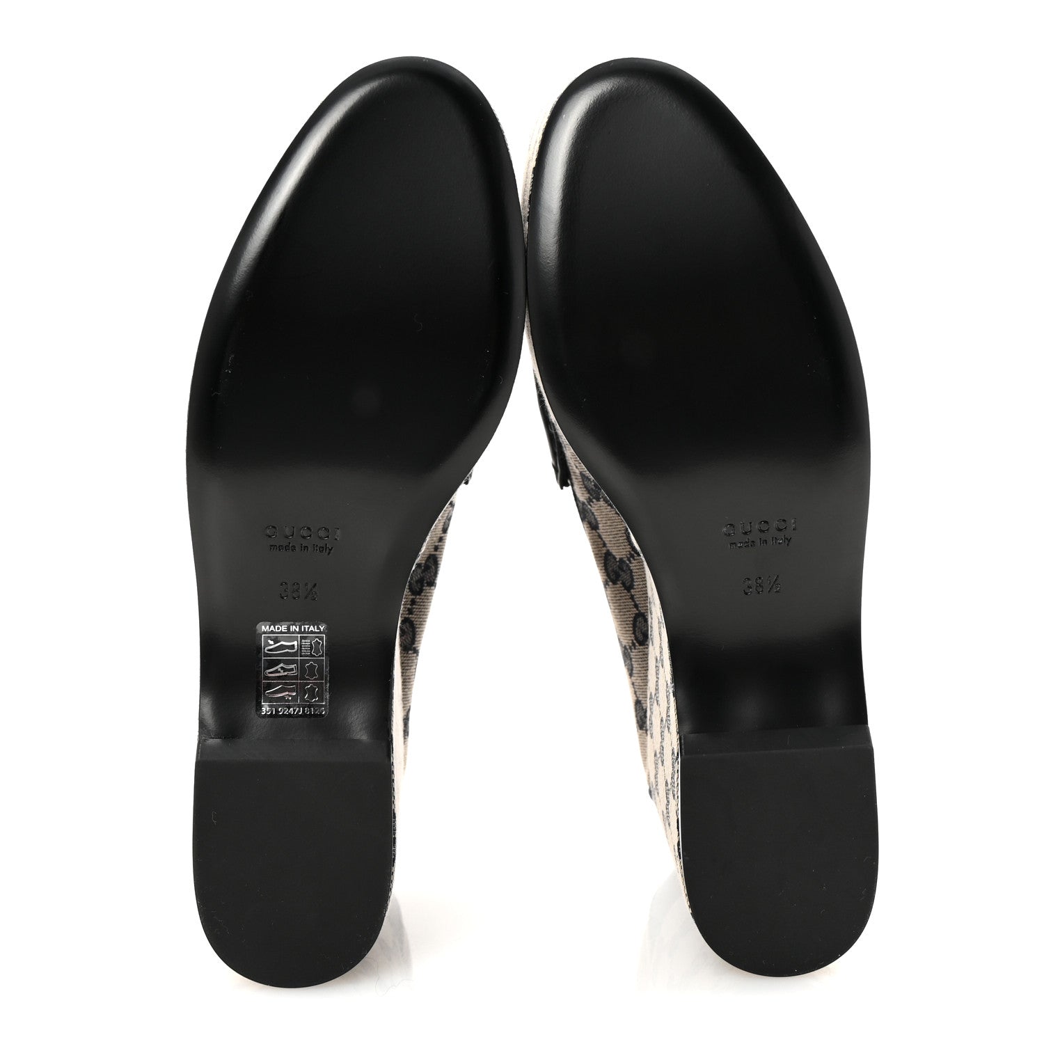 Gucci Canvas GG Monogram Horsebit Calfskin Womens Horsebit Platform Loafers 38.5 Beige Blue 6 of 10