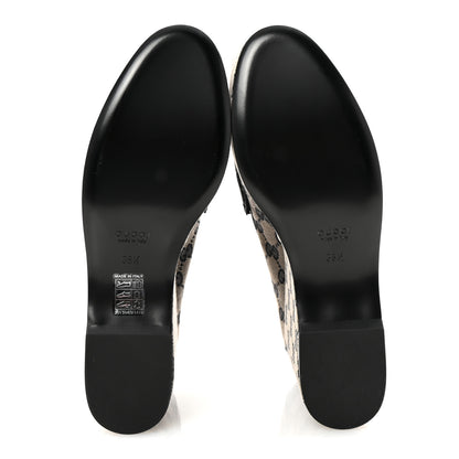 Gucci Canvas GG Monogram Horsebit Calfskin Womens Horsebit Platform Loafers 38.5 Beige Blue 6 of 10
