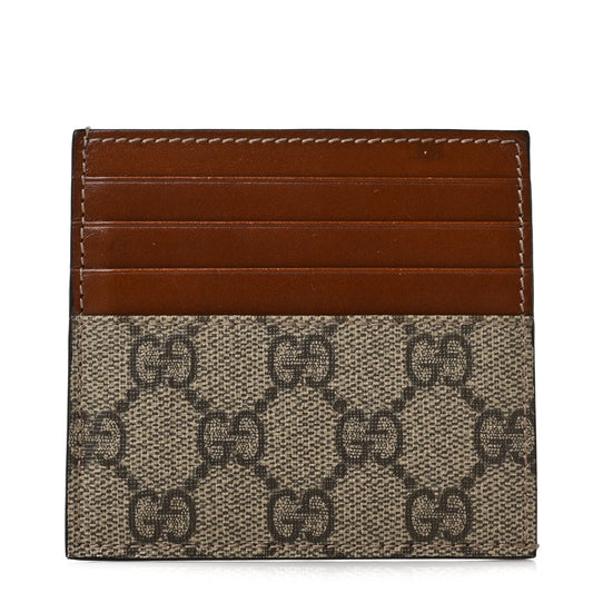 GG Supreme Monogram Calfskin Large Card Holder Beige Ebony Cuir