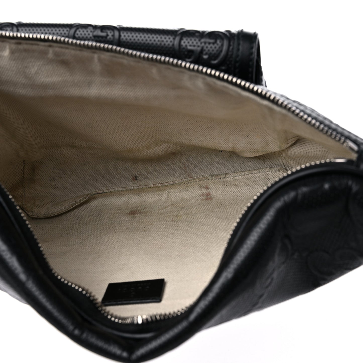 Calfskin GG Tennis Embossed Pocket Belt Bag Black