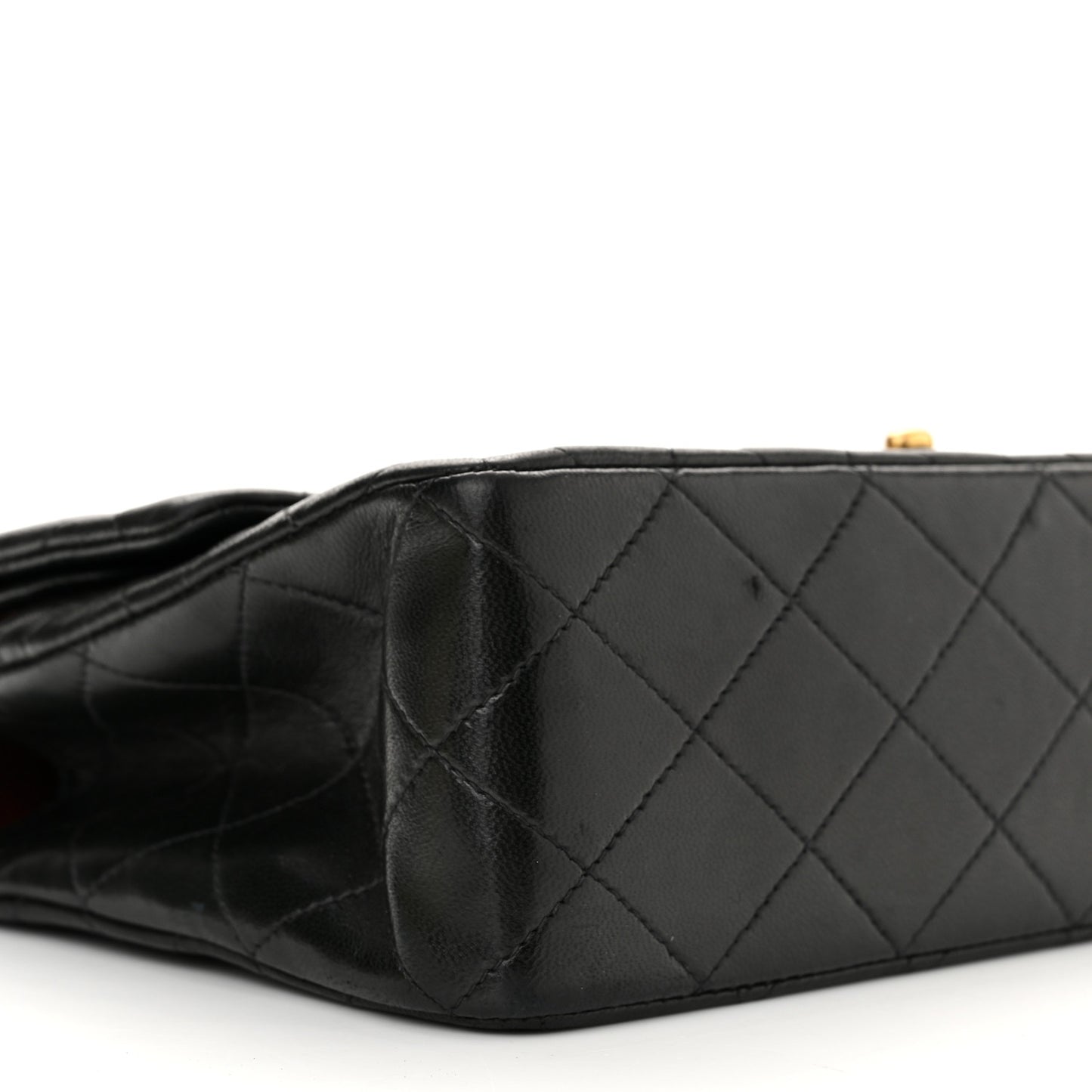 Lambskin Quilted Medium Double Flap Black