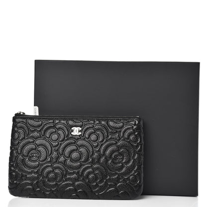 Chanel Caviar Camellia Embossed Cosmetic Pouch Black 7 of 7