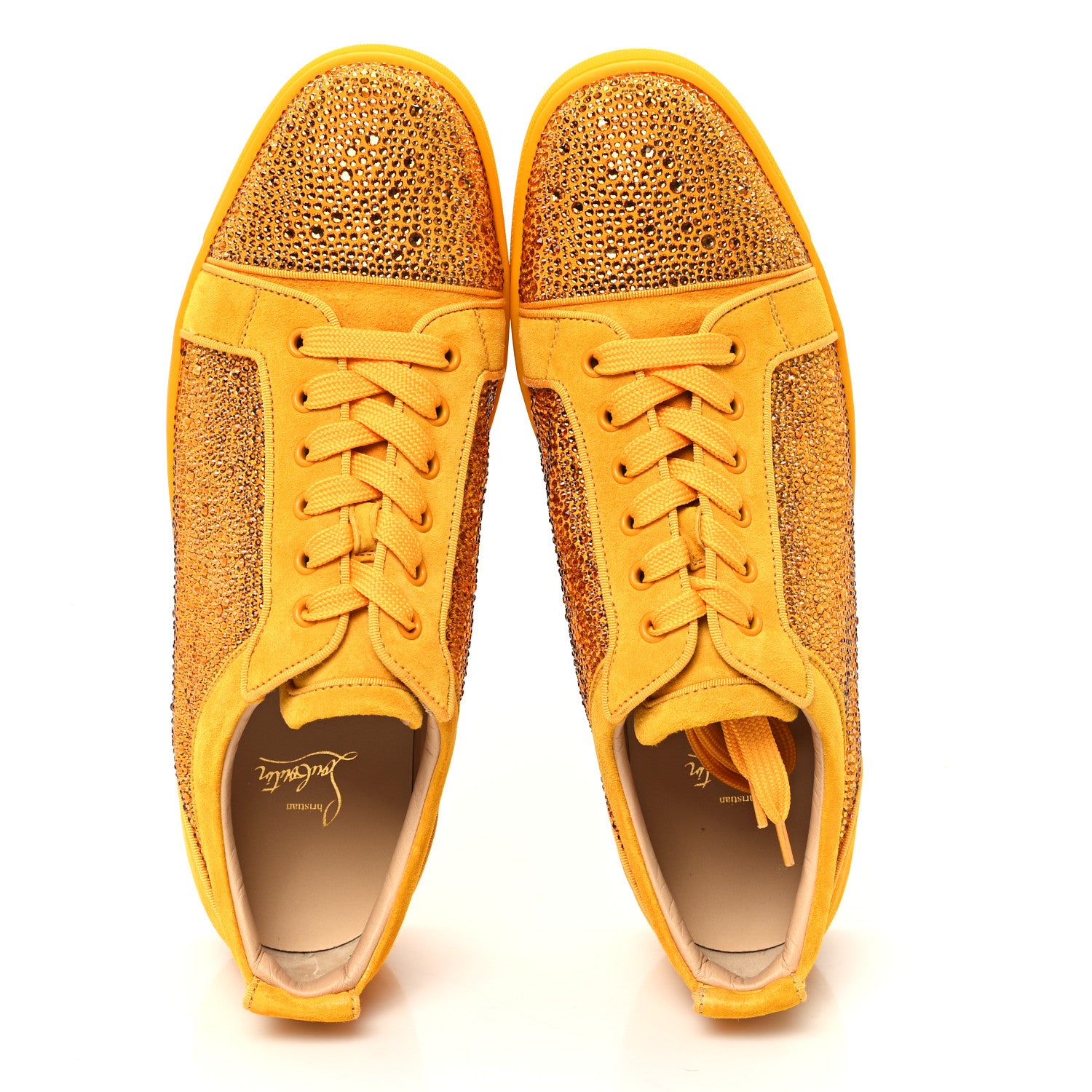 Christian Louboutin Calfskin Veau Velours Strass Mens Louis Junior Flat Sneakers 43.5 Topaz 2 of 9