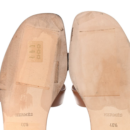 Hermes Box Calfskin Oran Sandals 40.5 Gold 9 of 11