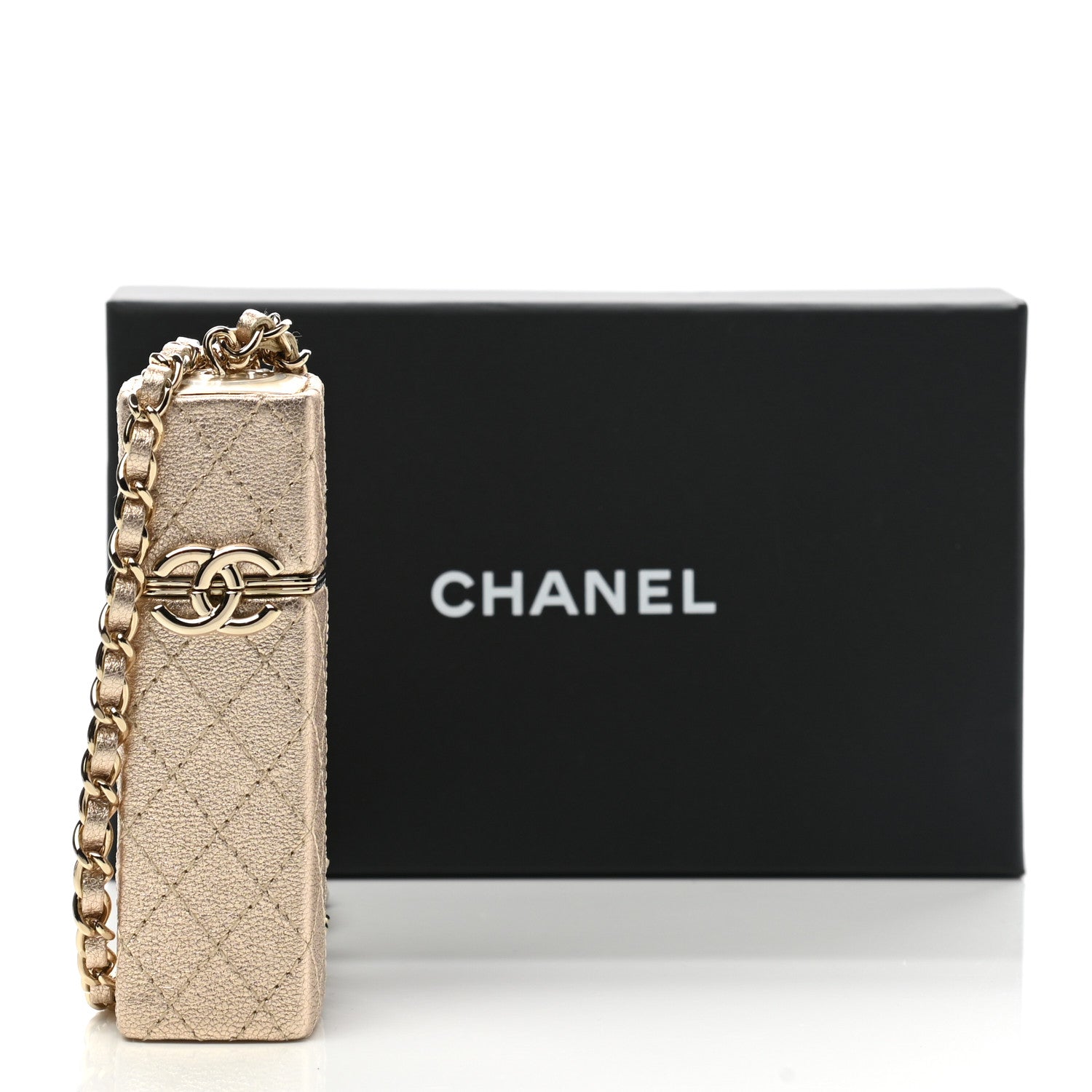 Chanel Metallic Lambskin Lipstick Case On Chain Gold 7 of 7