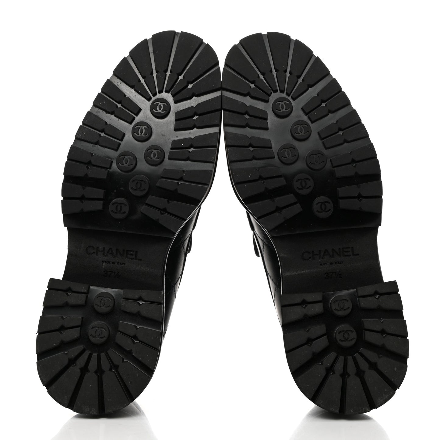 Calfskin Quilted CC Mocassin Loafers 37.5 Navy Blue