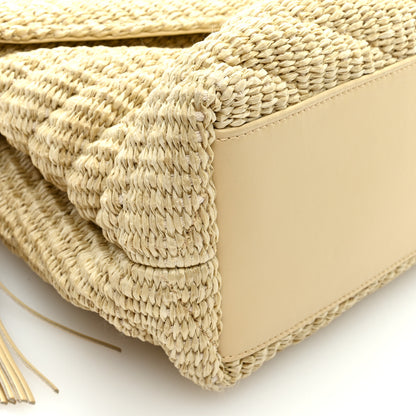 Saint Laurent Raffia Quilted Medium Loulou Chain Satchel Natural 7 of 8