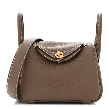 Hermes Taurillon Clemence Mini Lindy 20 Etoupe 1 of 11