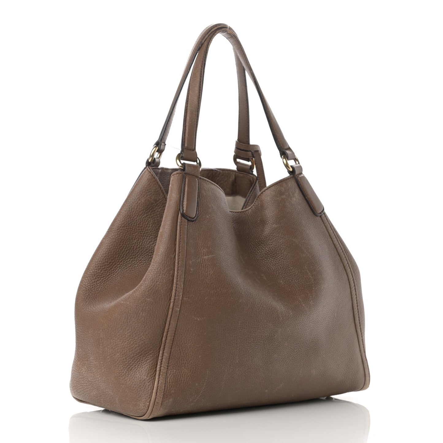 Pebbled Calfskin Medium Soho Shoulder Bag Brown