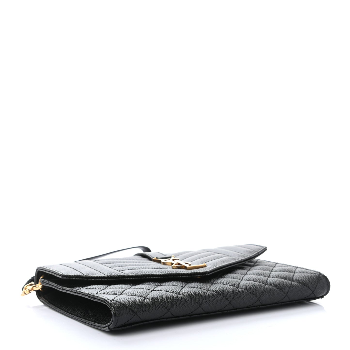 Grain De Poudre Textured Mixed Matelasse Triquilt Monogram Clutch Black