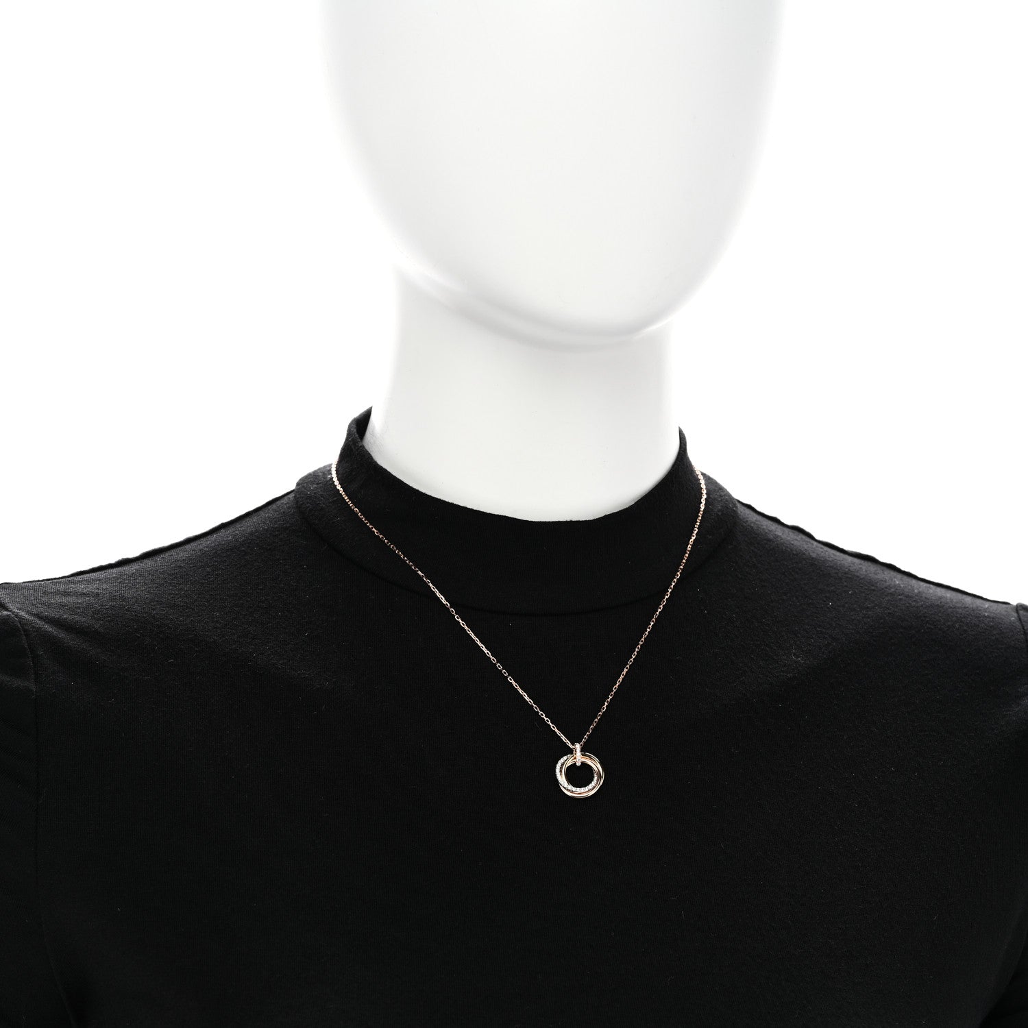 Cartier 18K Pink White Yellow Gold Diamond Small Trinity Half Paved Pendant Necklace 2 of 6