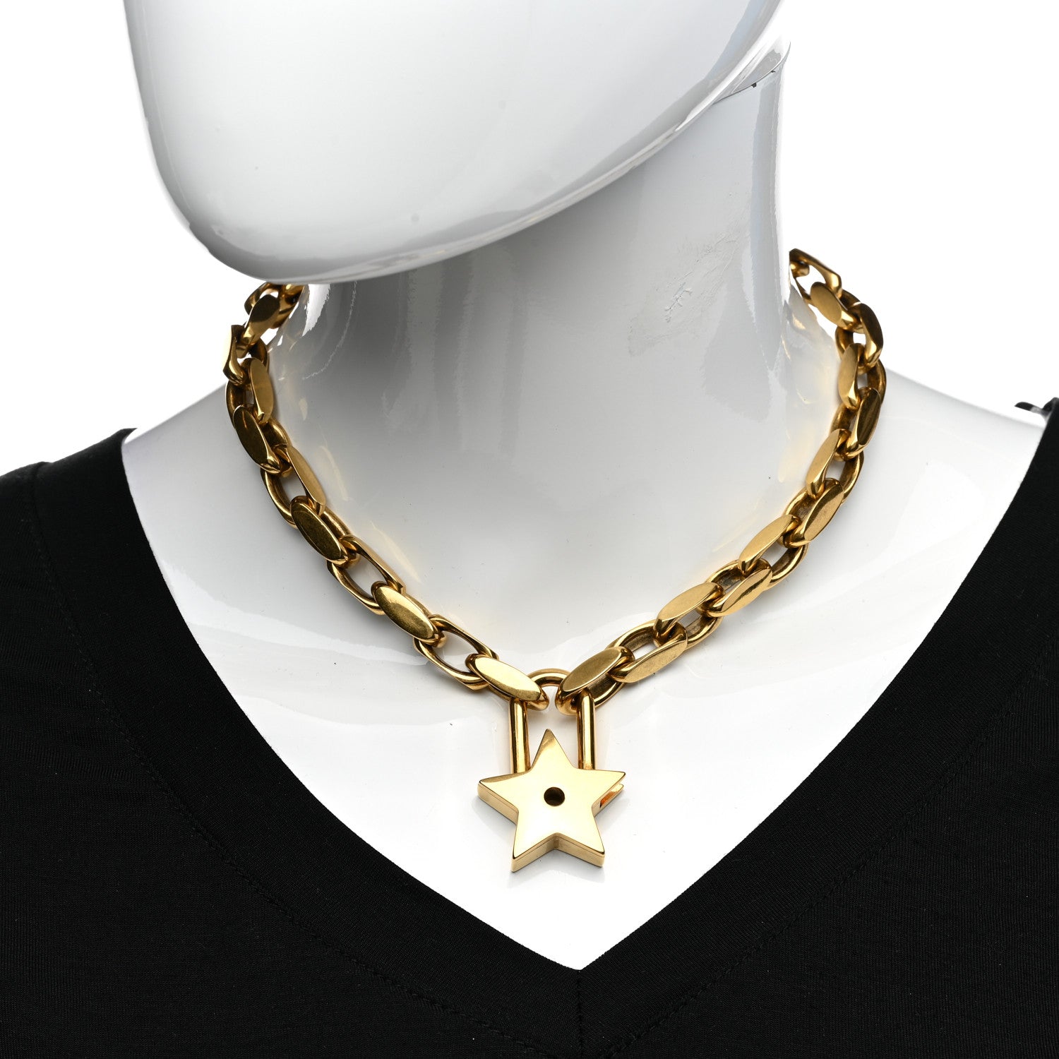 Christian Dior Metal Lucky Star Choker Necklace Aged Gold 1240141
